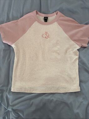 wild fable Pink & Cream Raglan Bunny Graphic Tee